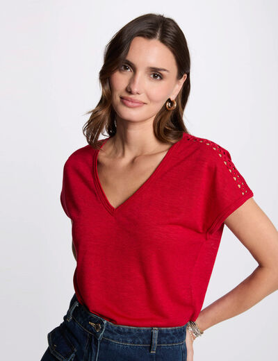 Camiseta manga corta rojo mujer