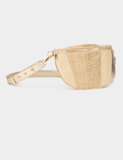 Riñonera metalizada amarillo oro mujer