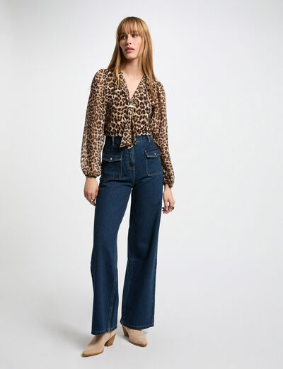 Vaquero pernera ancha denim crudo mujer