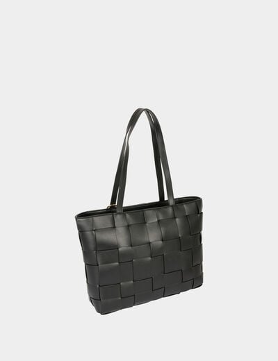 Bolso tote trenzado negro mujer