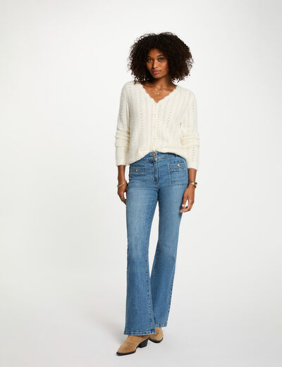 Vaquero bootcut trenzado denim stone mujer