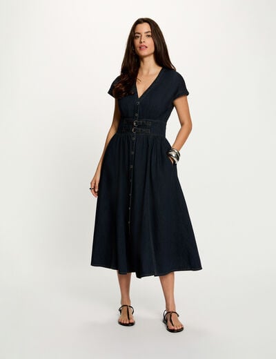 Vestido midi de mezclilla azul mujer