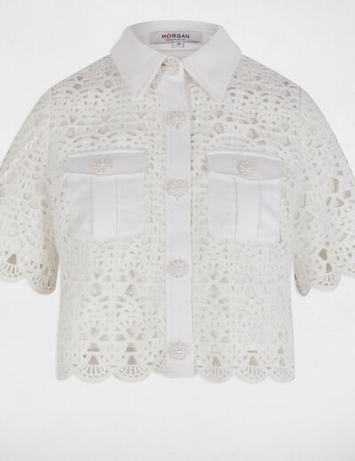 Camisa manga corta blanco mujer