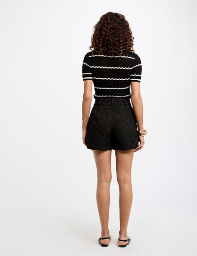 Short encaje talle alto negro mujer