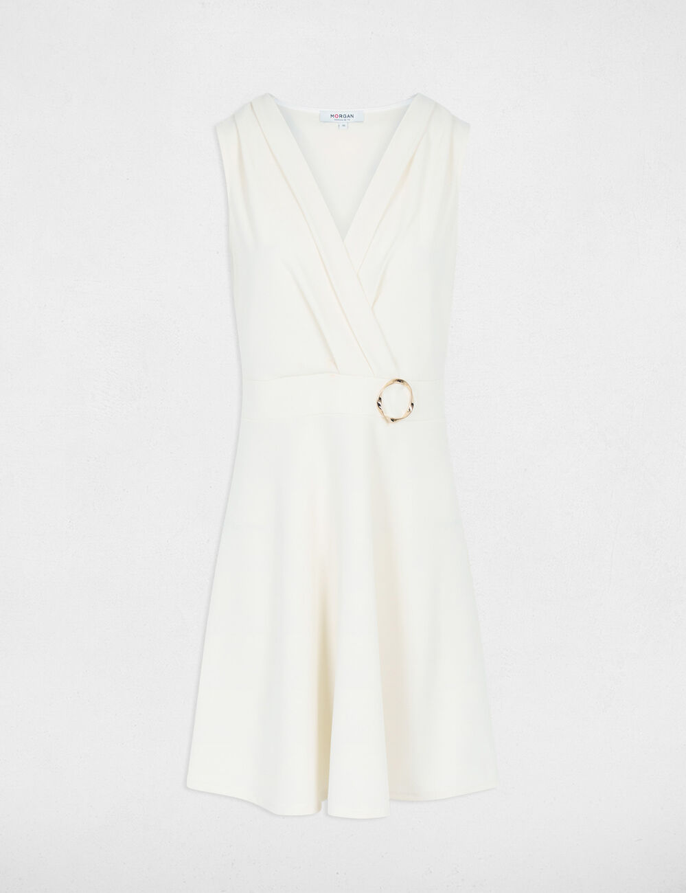 Vestido corto cruzado creme mujer
