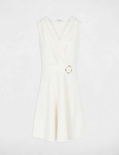 Vestido corto cruzado creme mujer