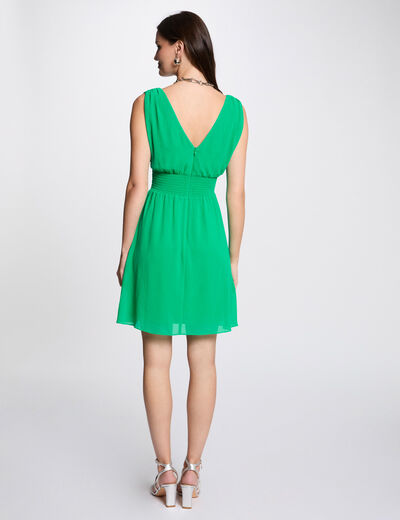 Vestido corto acampanado verde emeralda mujer
