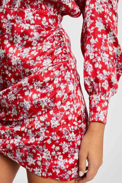 Vestido entallado drapeado estampado multico mujer
