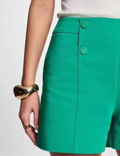 Short recto con pinzas verde emeralda mujer