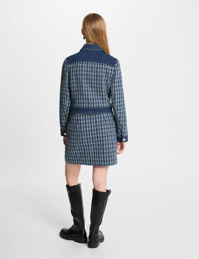 Falda corta de tweed multicolor mujer