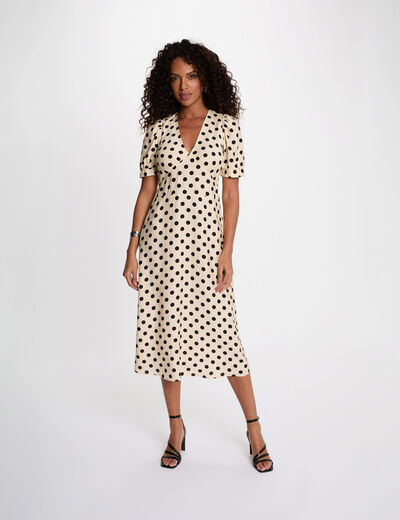 Vestido midi con mangas abullonadas multicolor mujer