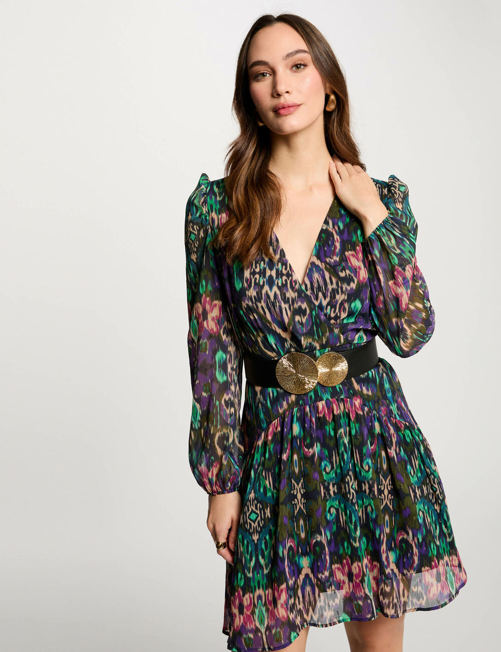 Vestido acampado estampado multicolor mujer