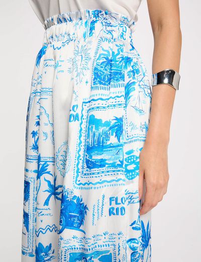 Falda larga estampada multicolor mujer