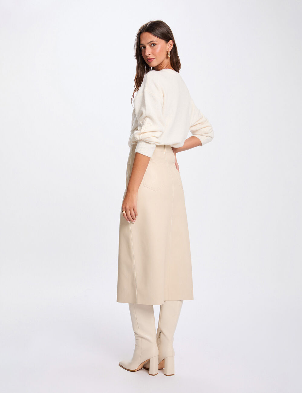 Jersey cuello redondo fantas&iacute;a marfil mujer