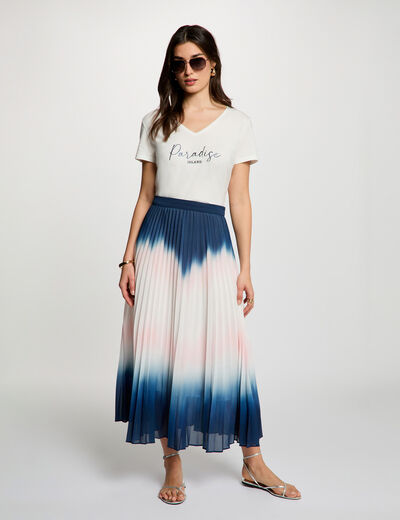 Falda larga plisada multicolor mujer