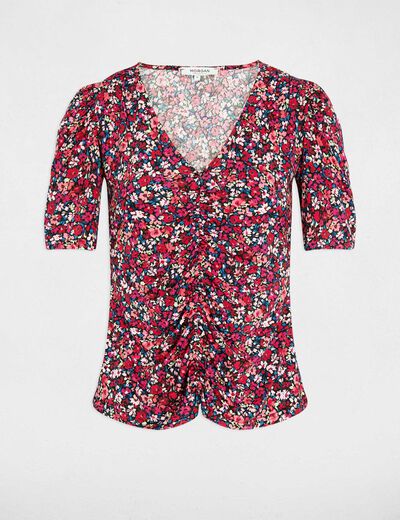 Camiseta ajustada cuello v multicolor mujer