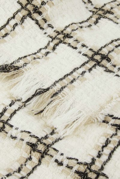 Bufanda con estampado de cuadros beige mujer