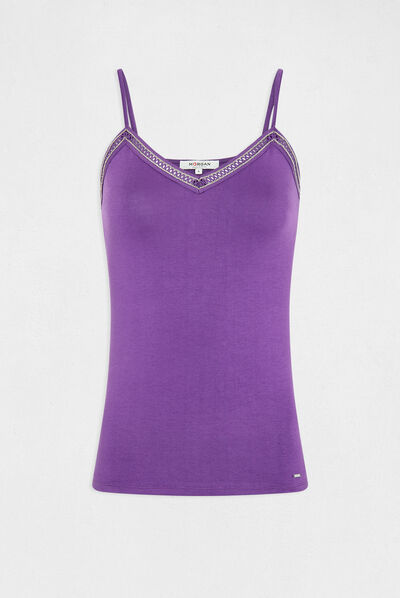 Top tirantes finos con escote en V morado oscuro mujer