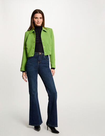Chaqueta corta abotonada vert anis mujer