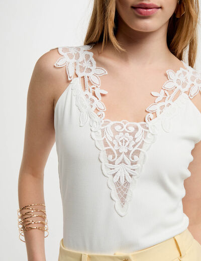 Top con tirantes finos blanco mujer