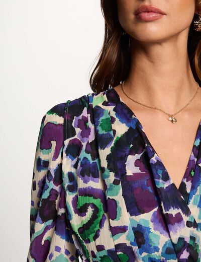 Vestido acampado estampado multicolor mujer