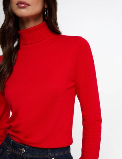 Jersey de cuello alto rojo mujer