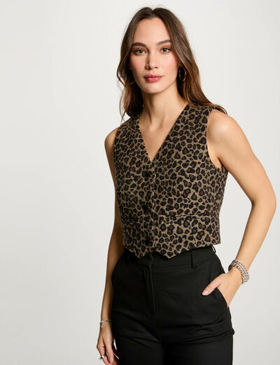 Top sin mangas estampado multicolor mujer
