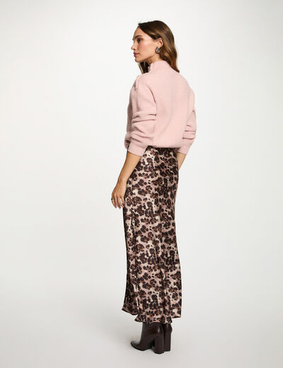 Falda larga fluida multicolor mujer
