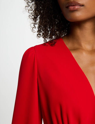 Vestido corto evasé rojo mujer