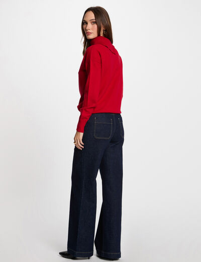 Jersey cuello de solapa rojo mujer