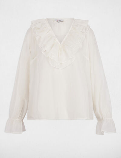 Blusa manga larga blanco mujer