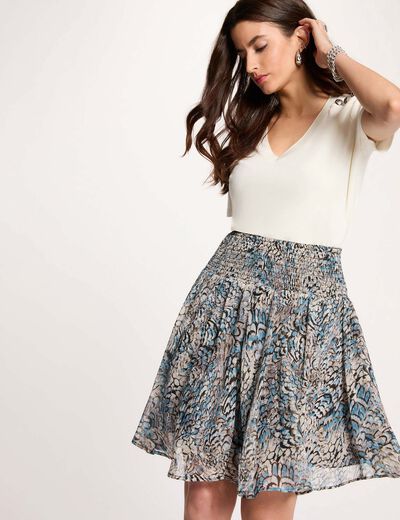 Falda corta de patinadora multicolor mujer