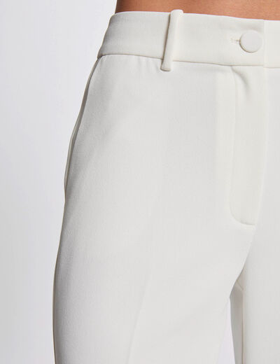 Pantalón holgado con pinzas blanco mujer