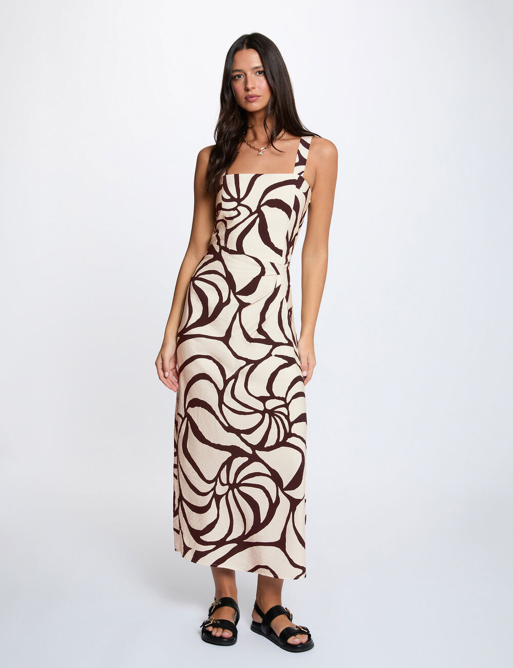 Vestido largo plisado multicolor mujer