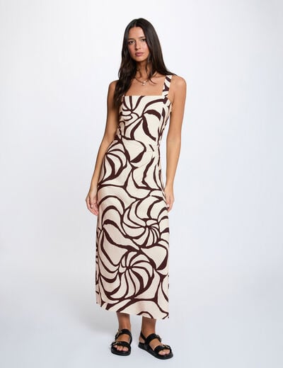 Vestido largo plisado multicolor mujer