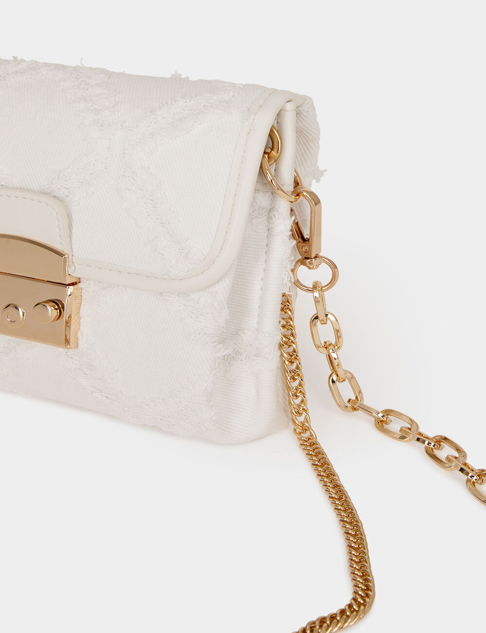 Bolso cartera de mano flecos marfil mujer