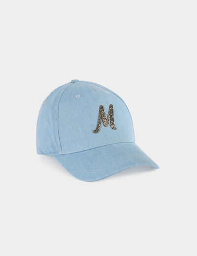 Gorra vaquero M con strass denim descolorido mujer