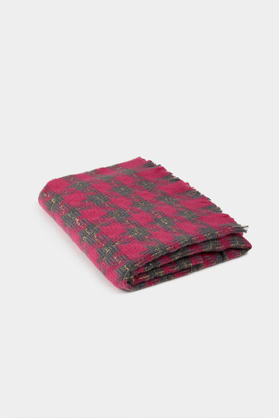 Bufanda estampado pata de gallo rosa mujer