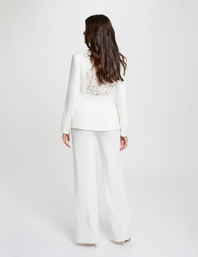 Pantal&oacute;n ancho de tiro alto blanco mujer
