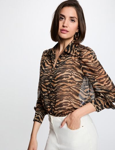 Camisa de gasa estampada multicolor mujer