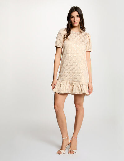 Vestido corto jacquard rosa pastel mujer