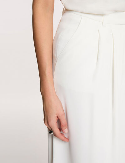 Pantal&oacute;n ancho fluido blanco mujer