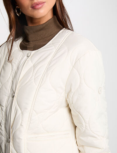 Chaqueta de plumón corta marfil mujer