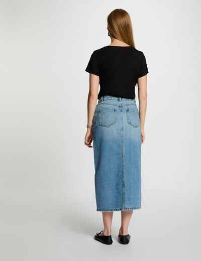 Camiseta con mensaje negro mujer