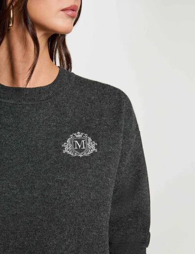 Jersey cuello redondo gris oscuro mujer