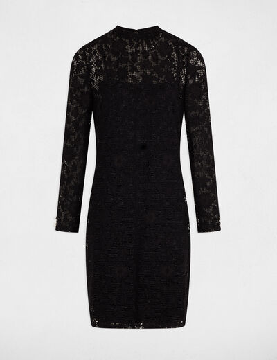 Vestido corto ajustado encaje negro mujer
