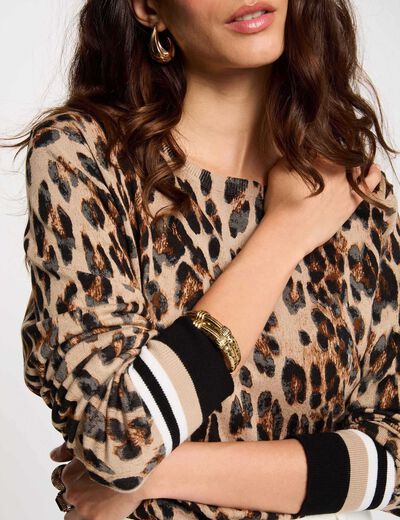 Jersey estampado leopardo multicolor mujer
