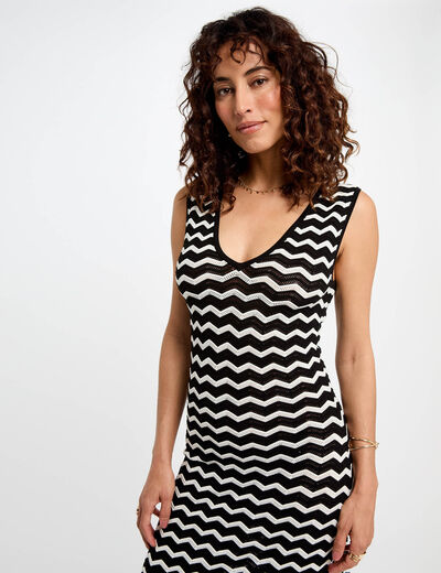 Vestido punto largo ajustado negro mujer