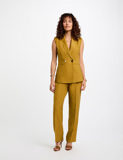 Pantalón estrecho en pernera verde caqui mujer