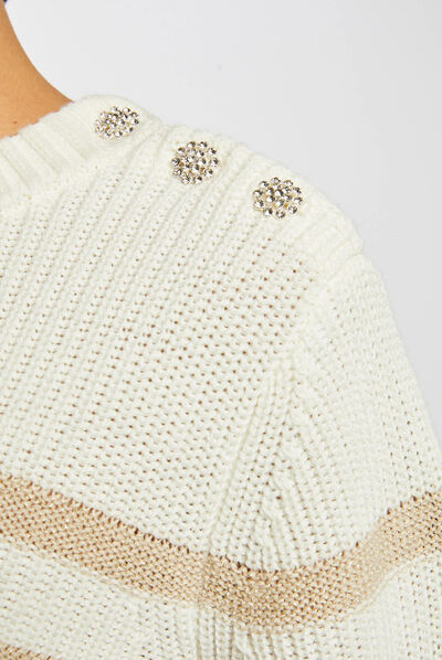 Jersey manga larga con rayas crudo mujer